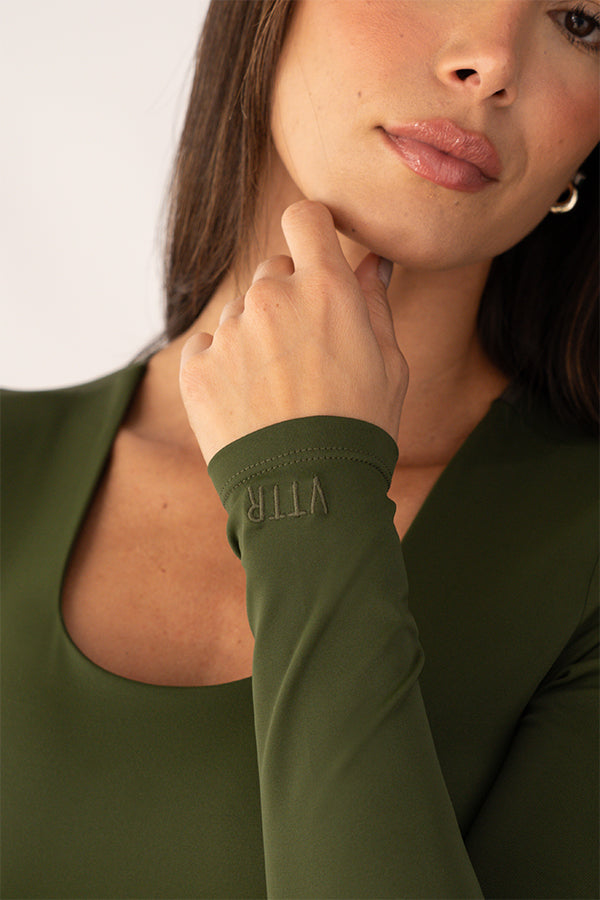 Body Escote Cuadrado Verde Mujer