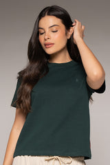 Camiseta Femenina Bordada Color Verde