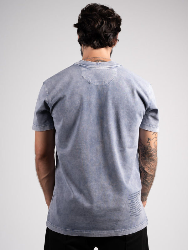 Camiseta Azul Snow Hombre Algodón 260gr Estampado Texturizado VTT