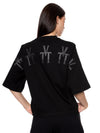 T-Shirt Oversize Corta Negra Mujer Algodón 190gr con Técnica de Alta y Media Densidad