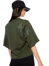 T-Shirt Oversize Corta Verde Mujer Algodón 190gr con Técnica de Alta y Media Densidad
