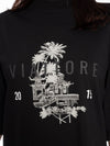 T-Shirt Oversize Corta Negra Mujer Algodón 190gr con Cuello Rib con Detalles