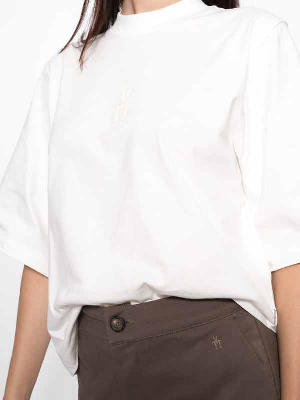 T-Shirt Oversize Corta Blanca Mujer Algodón 190gr con Técnica de Alta y Media Densidad