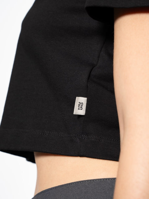 T-Shirt Slim Fit Corta Negra Mujer Algodón 200gr con Técnica de Alta Densidad