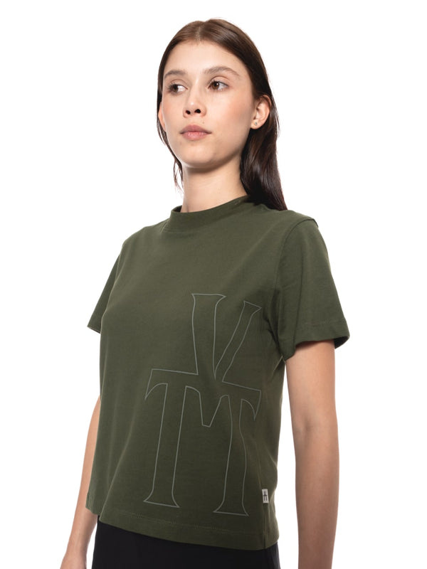 T-shirt Regular Verde Mujer Algodón 190gr con Alta Densidad Frontal y Espalda