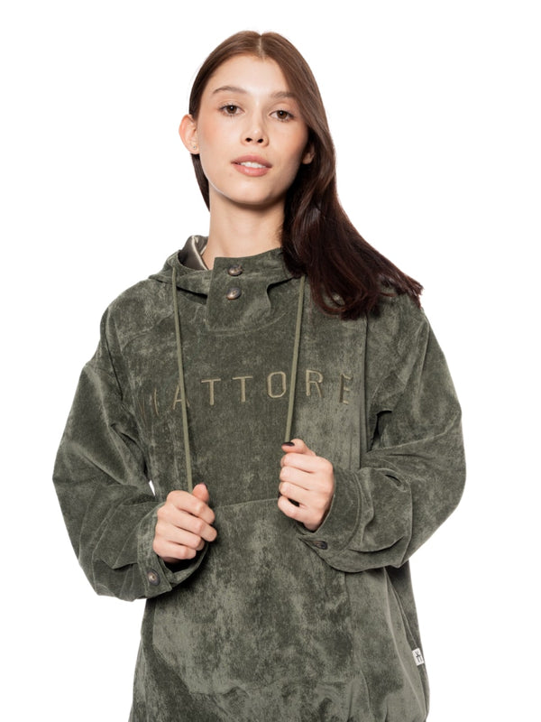 Hoodie Regular Verde Mujer Poliéster-Nylon-Spandex 240gr con Bordado Tono a Tono
