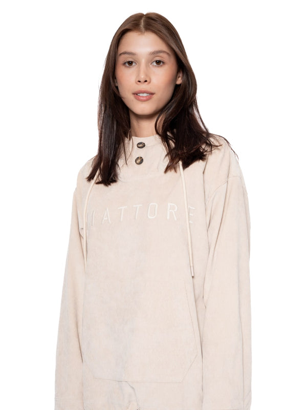 Hoodie Regular Café Mujer Poliéster-Nylon-Spandex 240gr con Bordado Tono a Tono