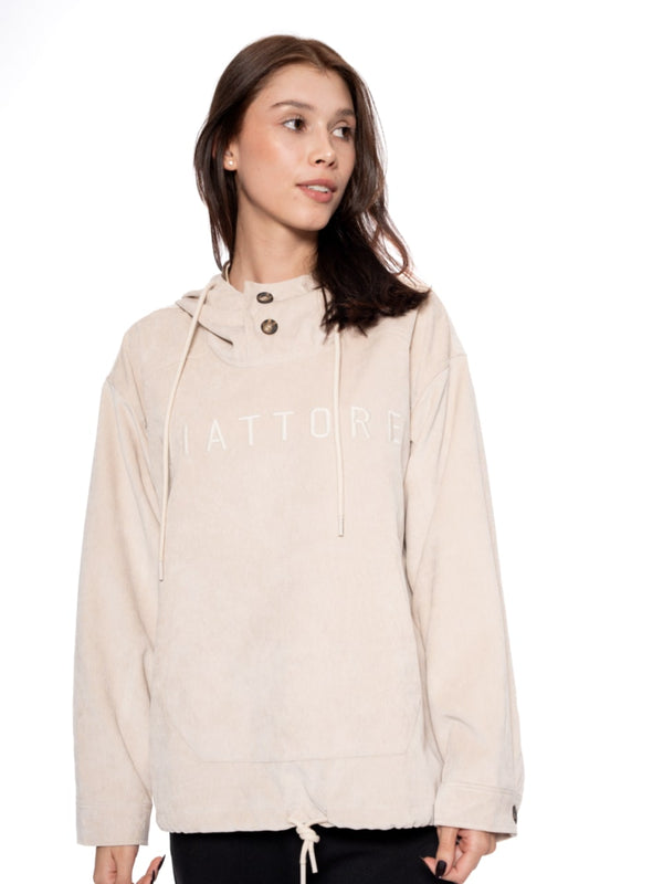 Hoodie Regular Café Mujer Poliéster-Nylon-Spandex 240gr con Bordado Tono a Tono