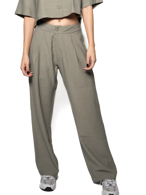 Pantalón Prense Oil Green Mujer Rayón-Poliéster con Isotipo VTT Bordado