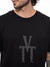 Camiseta Hombre Negra Algodón 190gr Cuello Rib Estampado Texturizado
