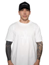 Camiseta Blanca Hombre Algodón 190gr Cuello Rib Estampado Doble