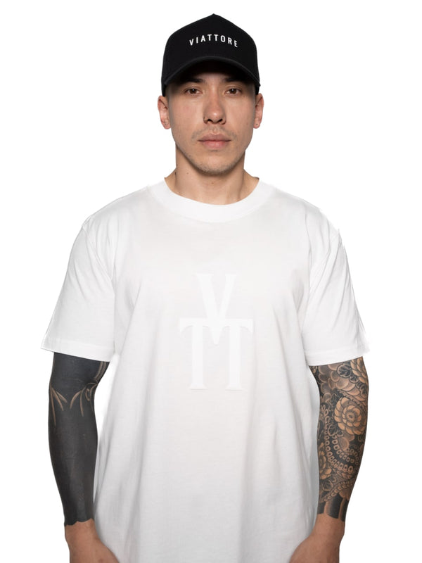 Camiseta Blanca Hombre Algodón 190gr Cuello Rib Estampado Doble