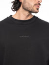 Sweater Negro Hombre Algodón 370gr Cuello Rib Estampado Frontal