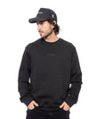 Sweater Negro Hombre Algodón 370gr Cuello Rib Estampado Frontal
