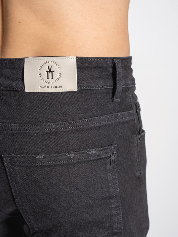 Jean Slim Fit Negro Hombre Algodón-Poliéster con Lavado y Desgastes Sutiles